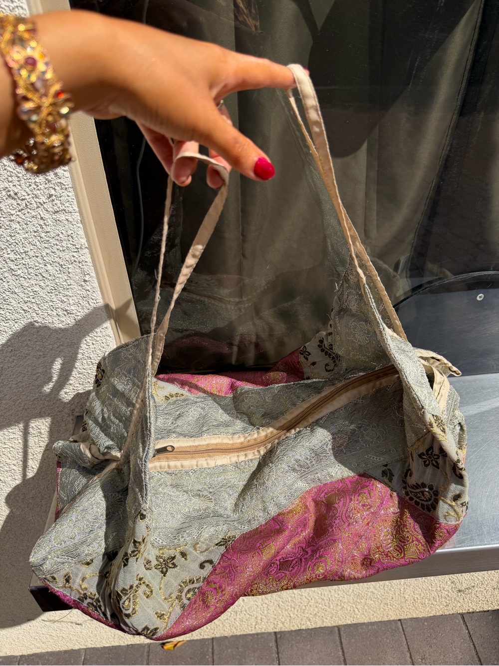 Boho Two-Tone Pink and Cream Tote Bag